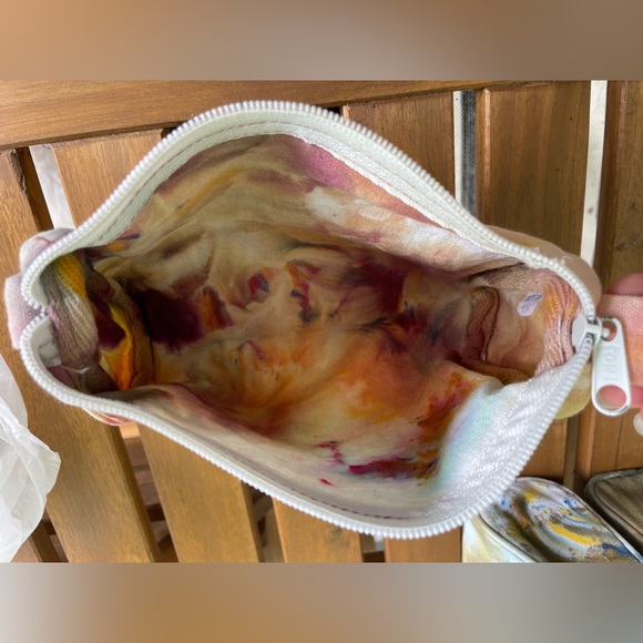 Pansy Bouquet: One of a Kind Ice Dyed Canvas Pouch - Makeup Bag - Pencil Case - Picture 6 of 8